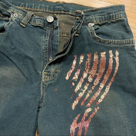 AMNS Jean's Original Amnesia Y2K Dirty Wash Mid Rise Flared Jean - Picture 7 of 16